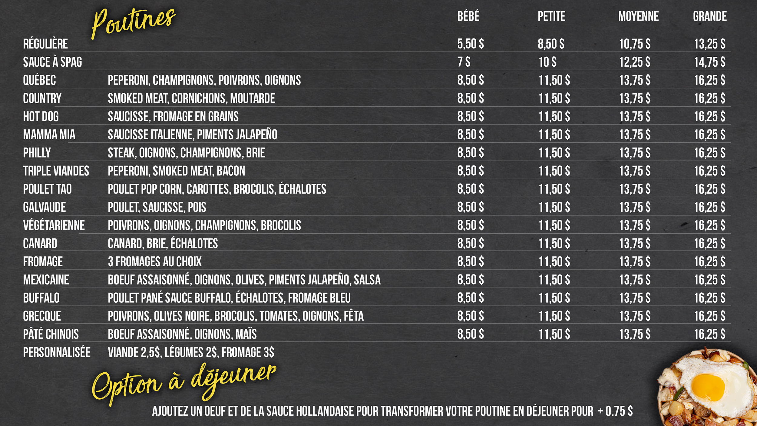 Graphiste menu restaurant Québec